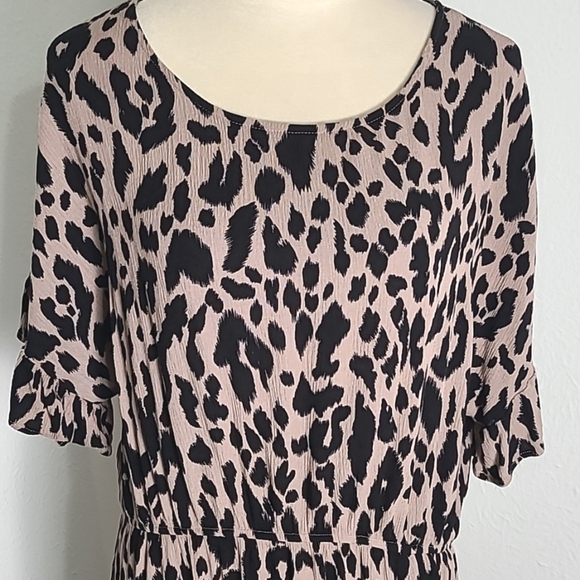 Gigio Plus Animal Print Faux Wrap Dress with Ruffles, Size 1X - Picture 3 of 11